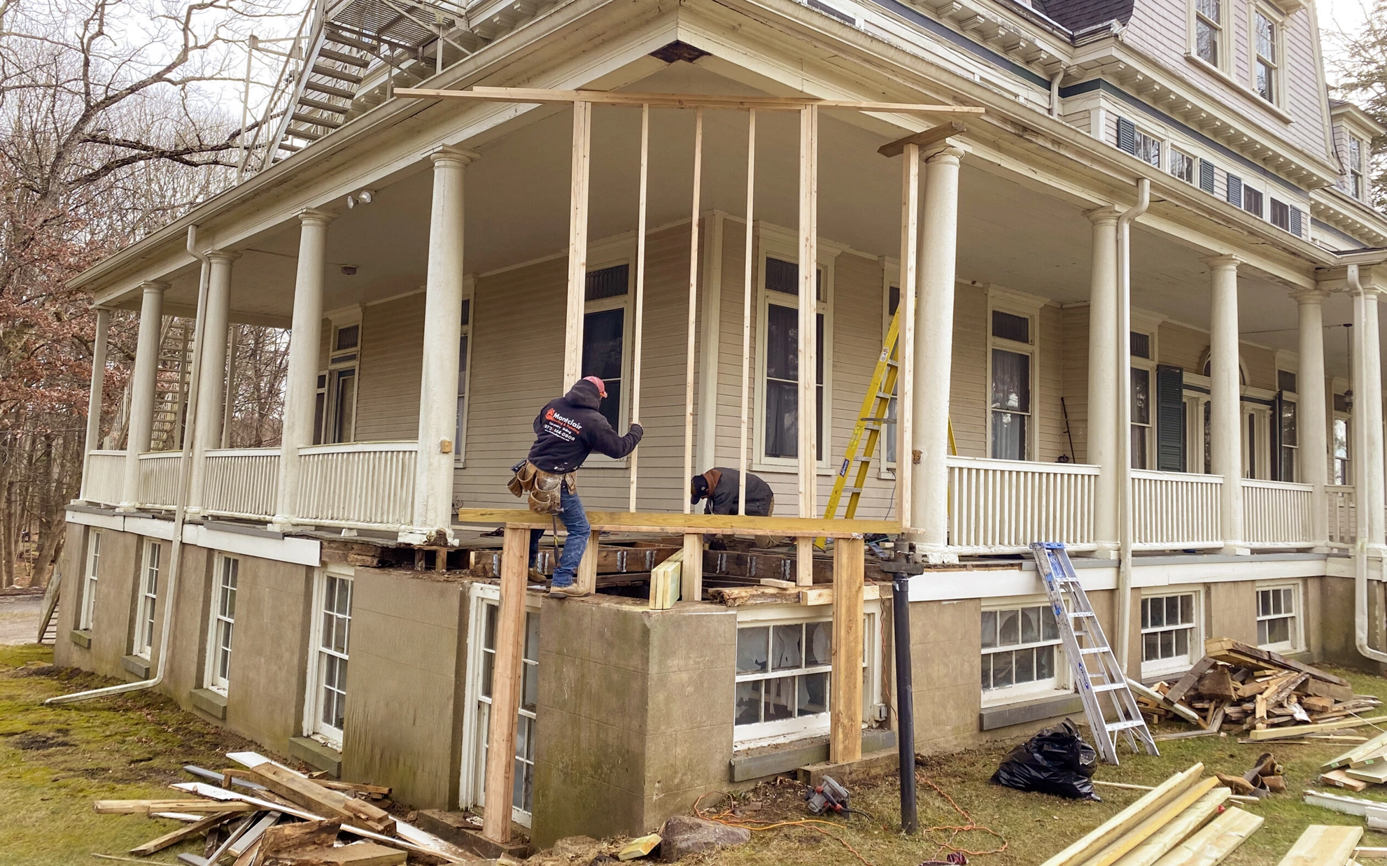 Porch restoration work underway at Idylease
